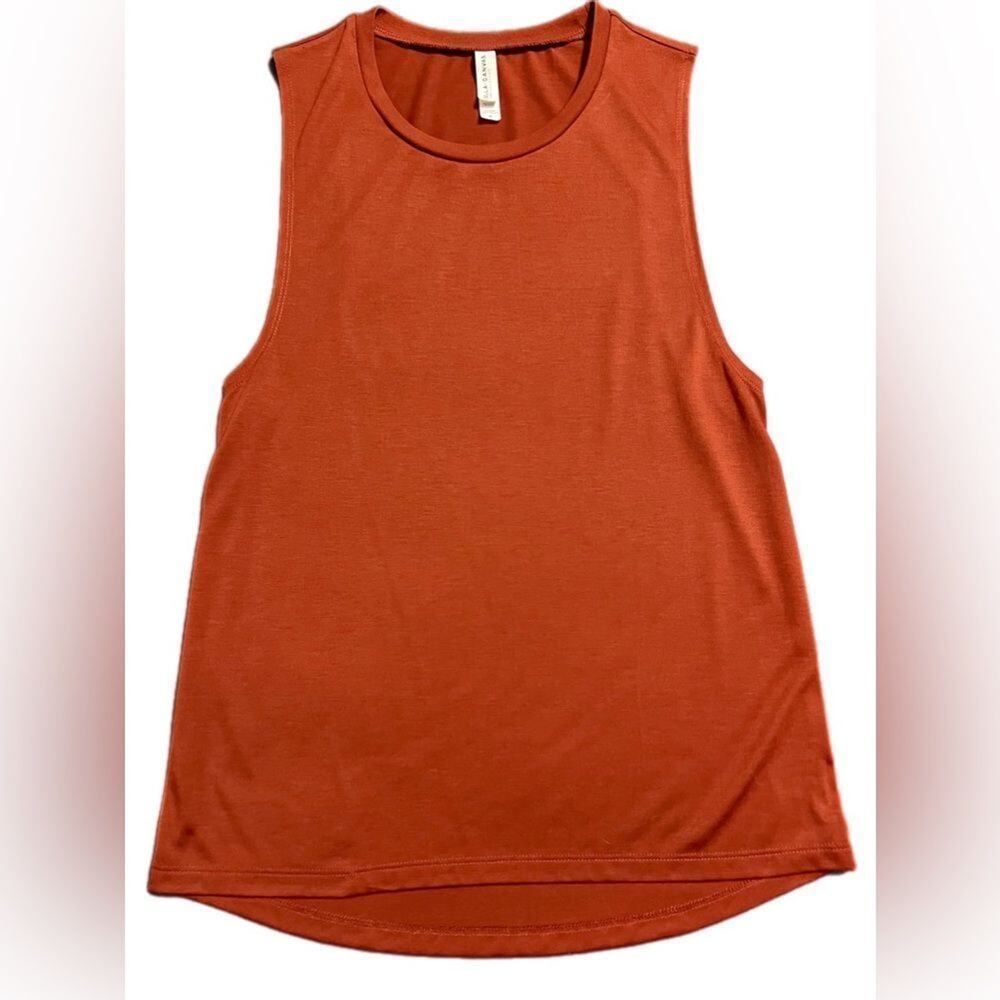 Bella + Canvas Flowy Collection Scoop Workout Muscle Tee Brick Sz Medium